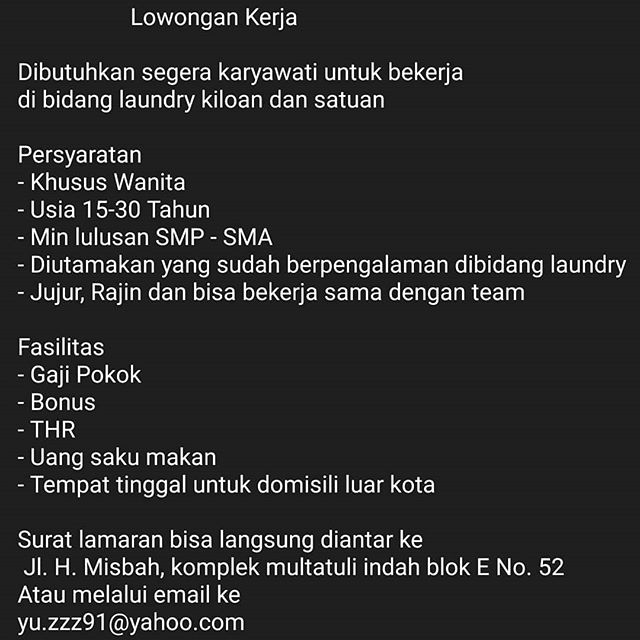 Lowongan Kerja di Laundry Kiloan