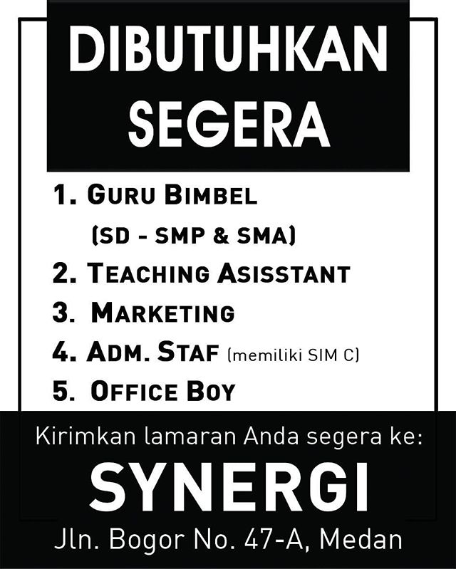 Synergi - Bimbingan Belajar Medan Buka Lowongan Kerja