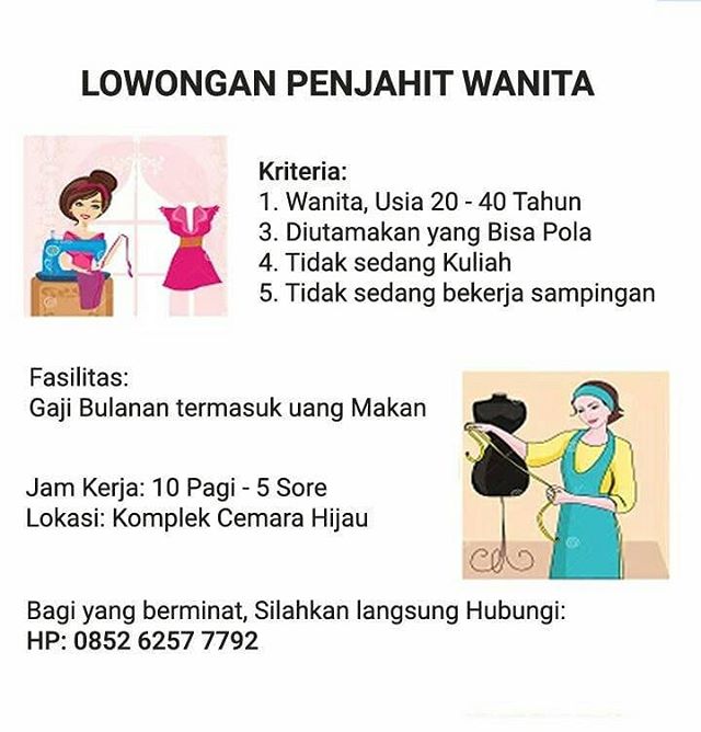 LOWONGAN PENJAHIT WANITA