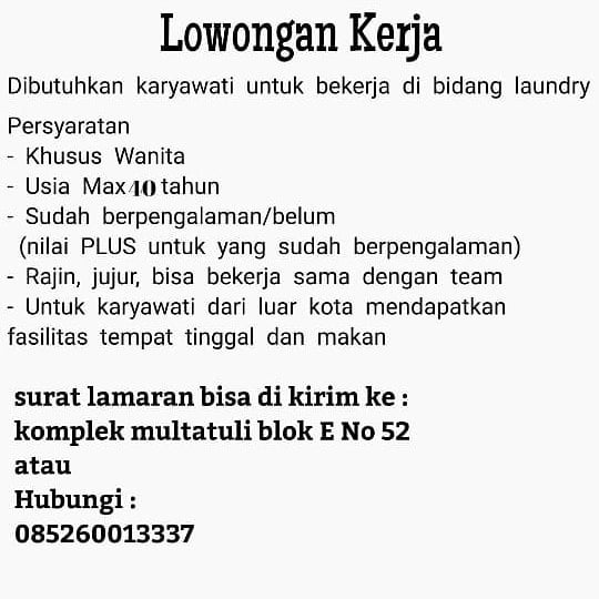 Lowongan Kerja di Laundry